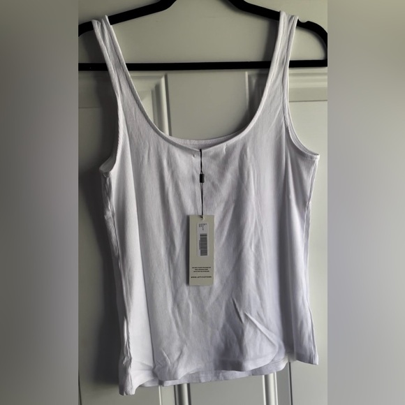 NWT LETT AMAZING Naples Microrib White Faint Shimmer Square Scoop Neck Tank Top - Picture 11 of 17
